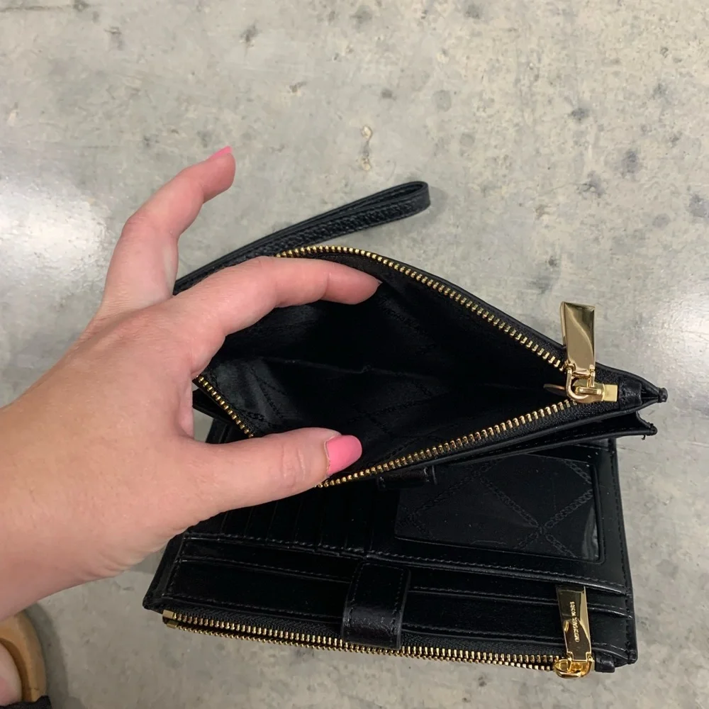 Michael Kors Black Leather Wristlet with Gold Details - Picture 3 of 3